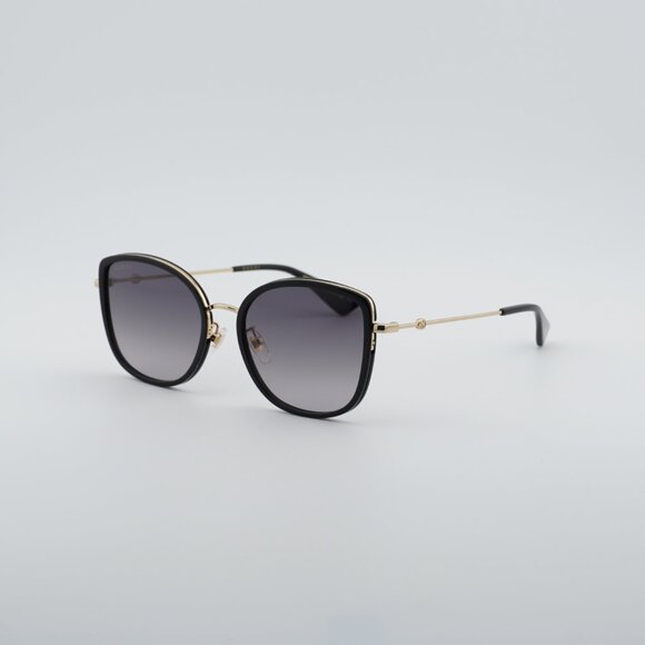 Gucci GG0606SK 001 Sunglasses Black/Gold Square Frame, Grey Lenses main image 5